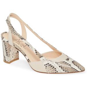 AGL Attilio Giusti Leombruni Snakeskin Slingback Pumps in Neutrals 9.5 NWOB